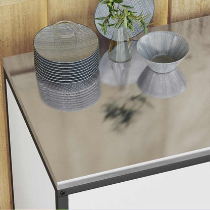 Set di Stoccaggio per Cucina con porta 2 pcs Bianco Acciaio