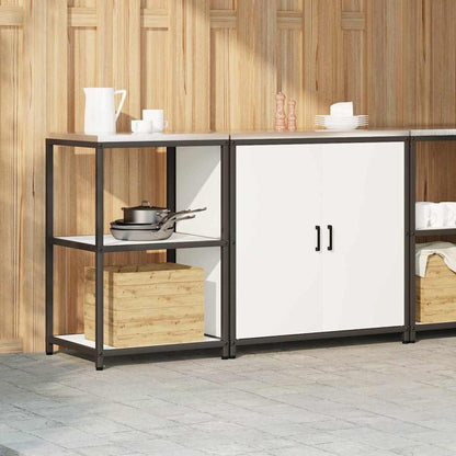 Set di Stoccaggio per Cucina con porta 2 pcs Bianco Acciaio