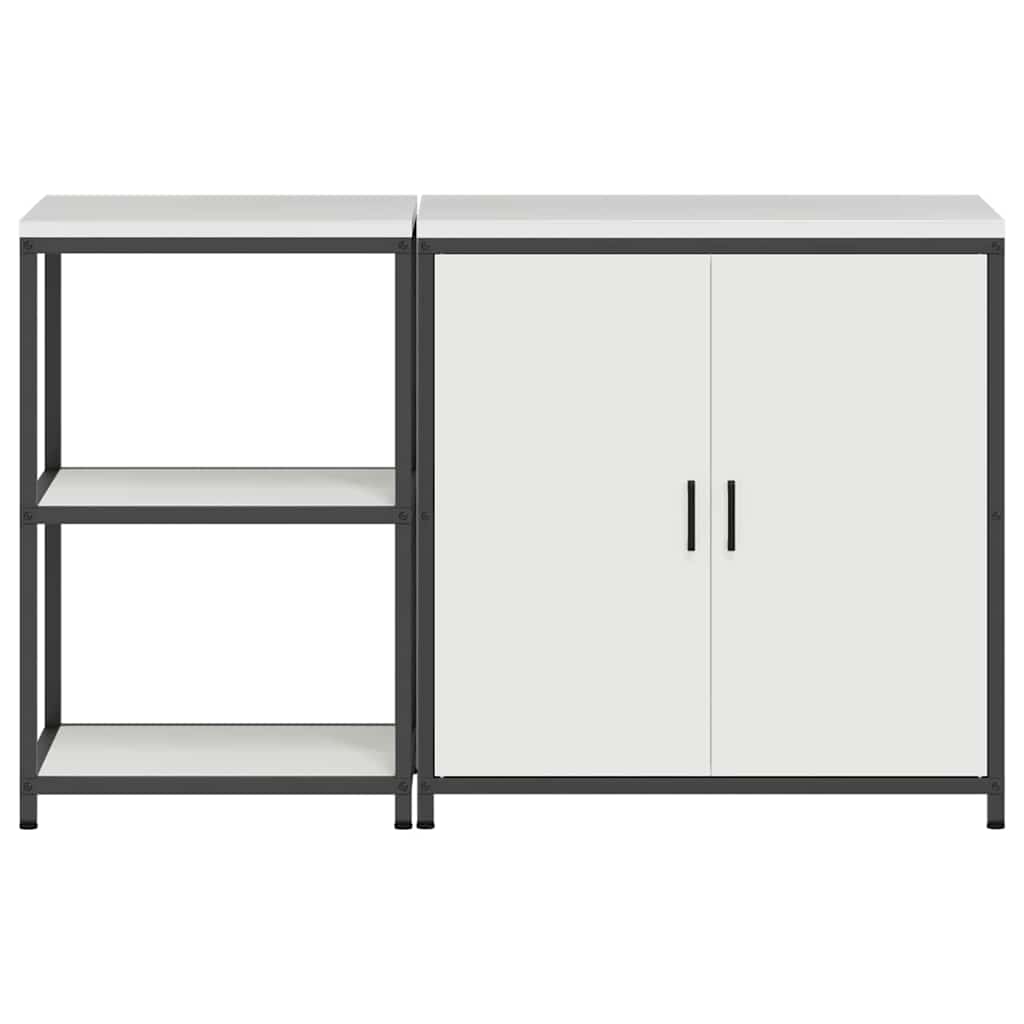 Set di Stoccaggio per Cucina con porta 2 pcs Bianco Acciaio