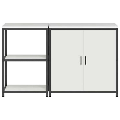 Set di Stoccaggio per Cucina con porta 2 pcs Bianco Acciaio