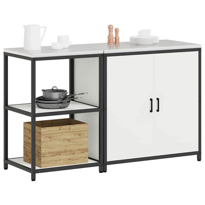Set di Stoccaggio per Cucina con porta 2 pcs Bianco Acciaio