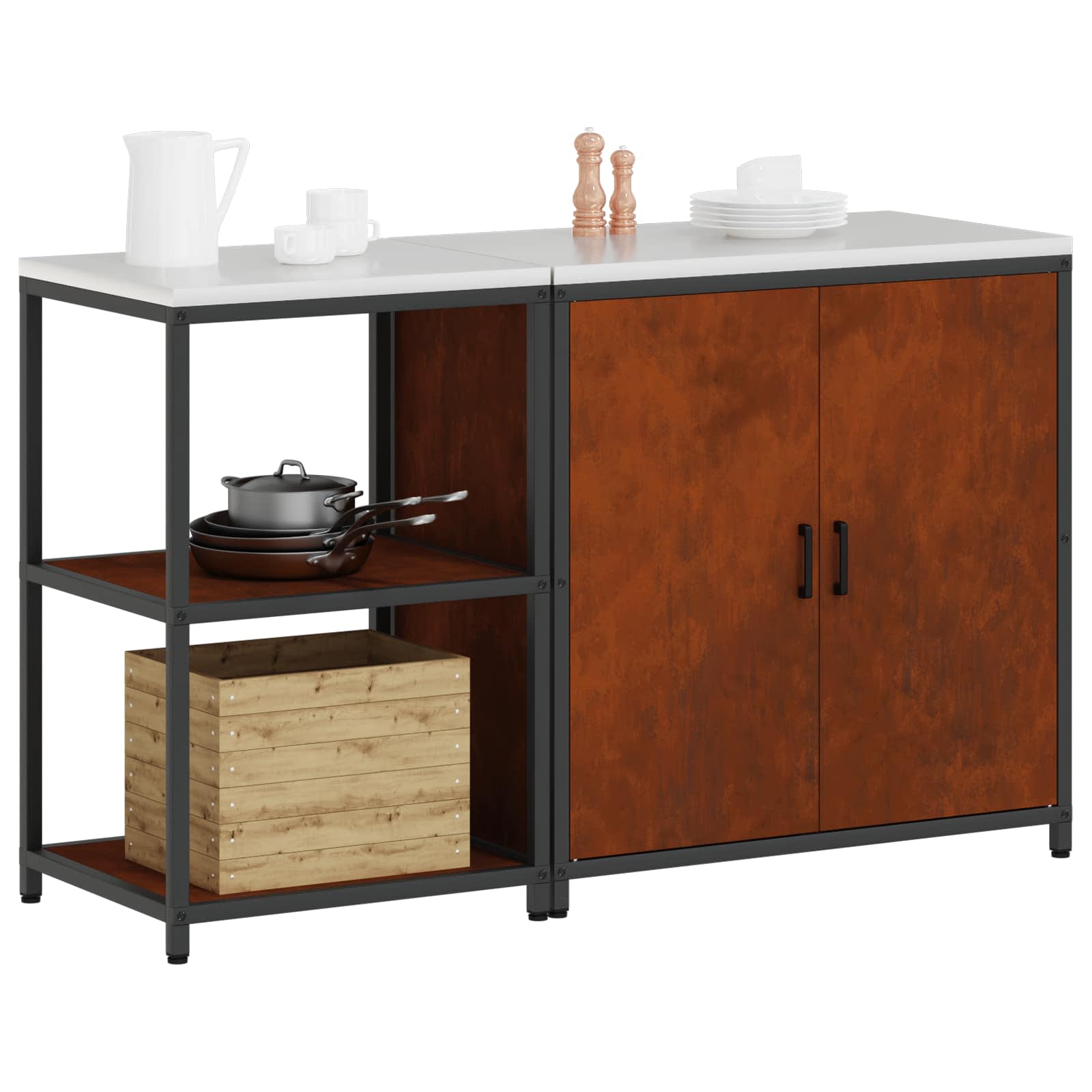 Set di Stoccaggio per Cucina con lo scaffale 2 pcs Ruggine | homemem39
