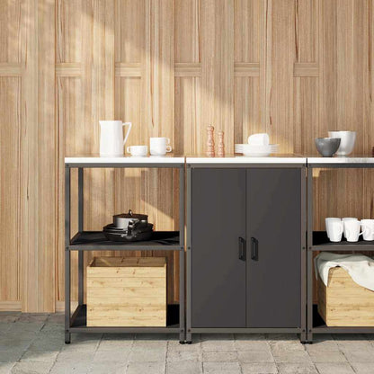 Set di Stoccaggio per Cucina con lo scaffale 2 pcs Nero