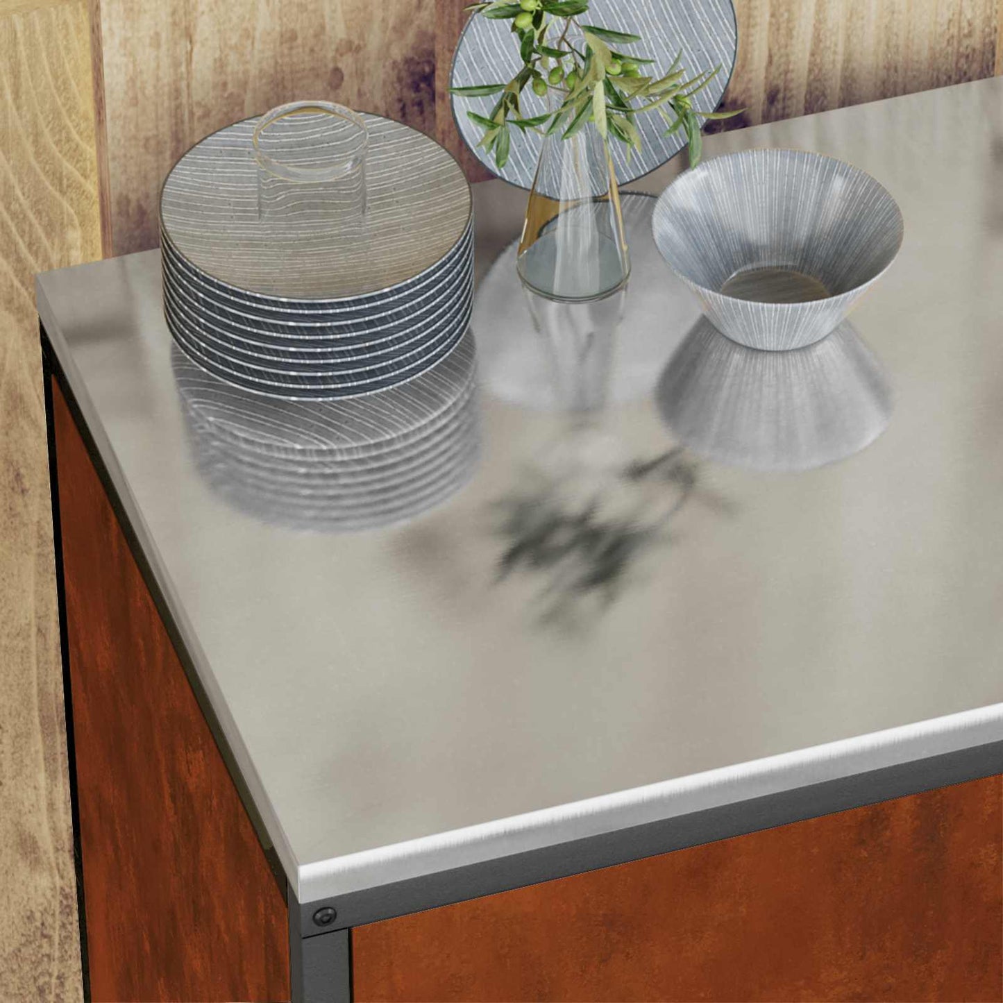 Set di Stoccaggio per Cucina con lo scaffale 2 pcs Ruggine | homemem39