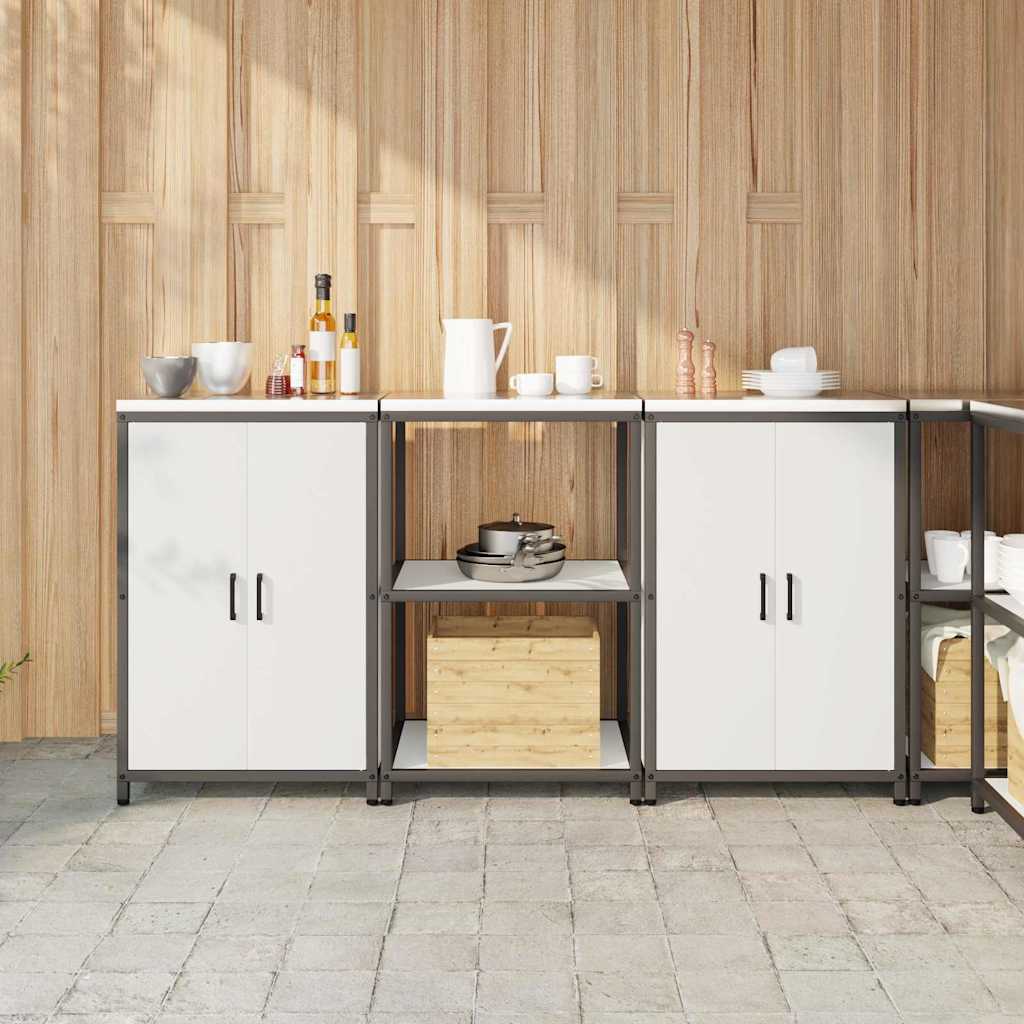 Set di Stoccaggio per Cucina con porta 3 pcs Bianco Acciaio