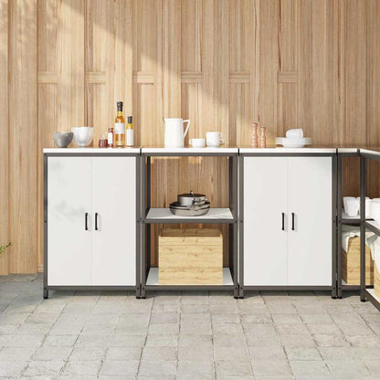 Set di Stoccaggio per Cucina con porta 3 pcs Bianco Acciaio