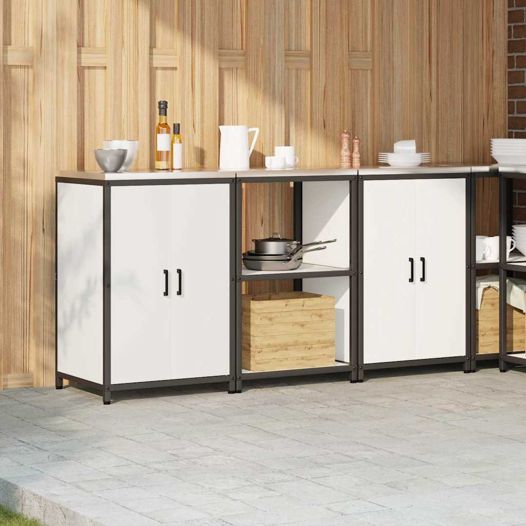 Set di Stoccaggio per Cucina con porta 3 pcs Bianco Acciaio