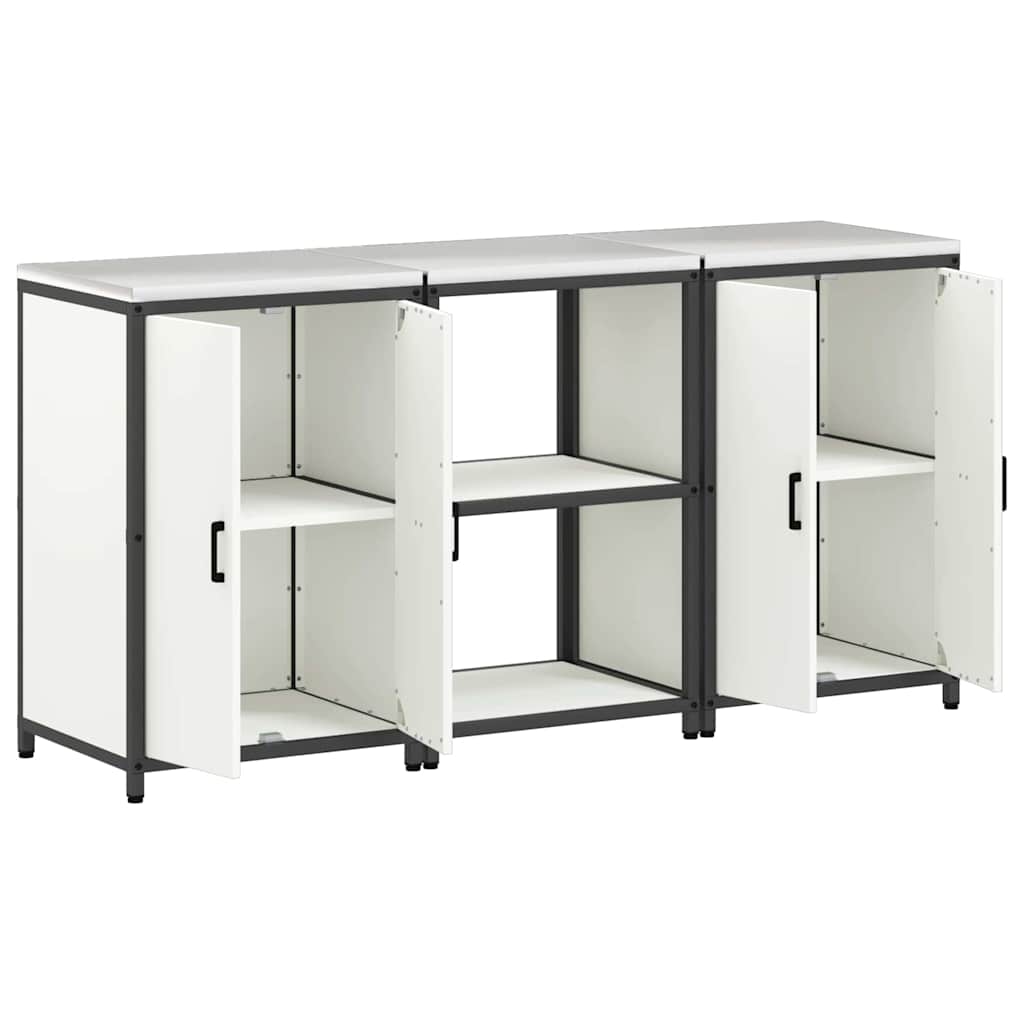 Set di Stoccaggio per Cucina con porta 3 pcs Bianco Acciaio