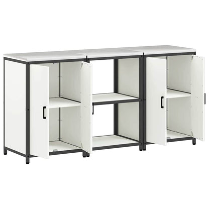 Set di Stoccaggio per Cucina con porta 3 pcs Bianco Acciaio