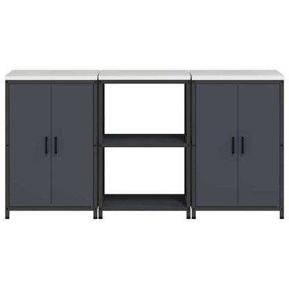 Set di Stoccaggio per Cucina con porta 3 pcs Antracite Acciaio