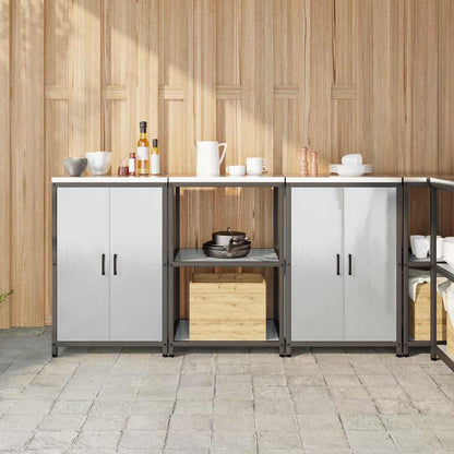 Set di Stoccaggio per Cucina con porta 3 pcs Argento Acciaio