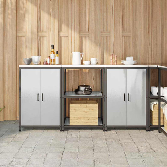 Set di Stoccaggio per Cucina con porta 3 pcs Argento Acciaio