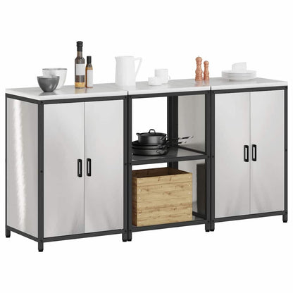 Set di Stoccaggio per Cucina con porta 3 pcs Argento Acciaio