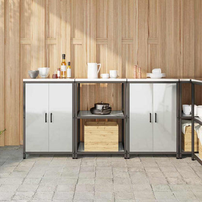 Set di Stoccaggio per Cucina con porta 3 pcs Argento Acciaio