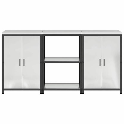 Set di Stoccaggio per Cucina con porta 3 pcs Argento Acciaio