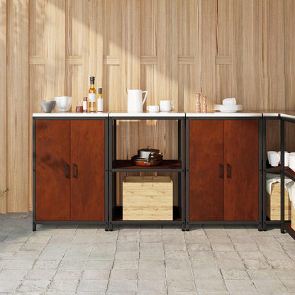 Set di Stoccaggio per Cucina con lo scaffale 3 pcs Ruggine | homemem39