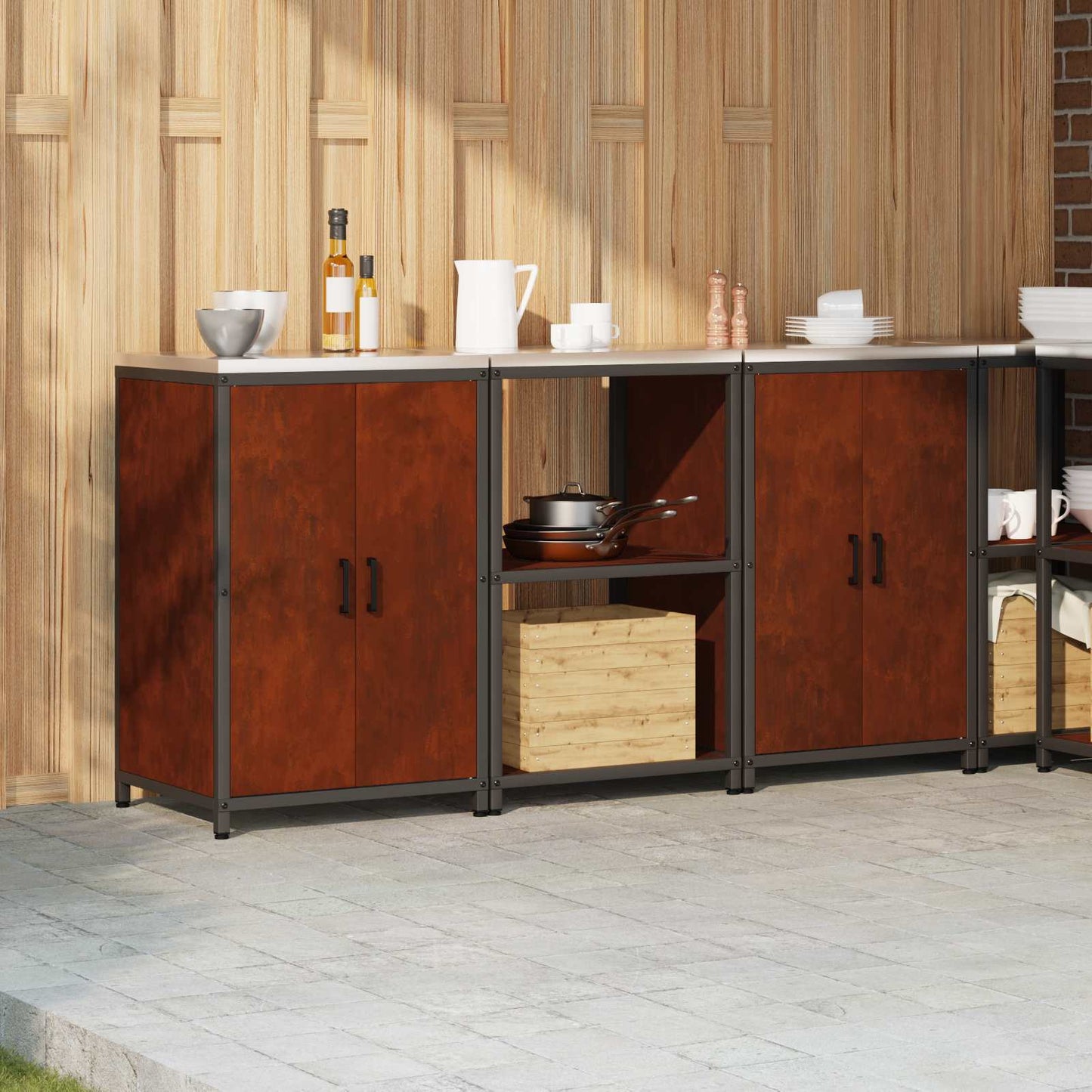 Set di Stoccaggio per Cucina con lo scaffale 3 pcs Ruggine | homemem39
