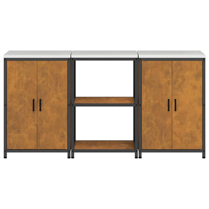 Set di Stoccaggio per Cucina con porta 3 pcs Ruggine Acciaio