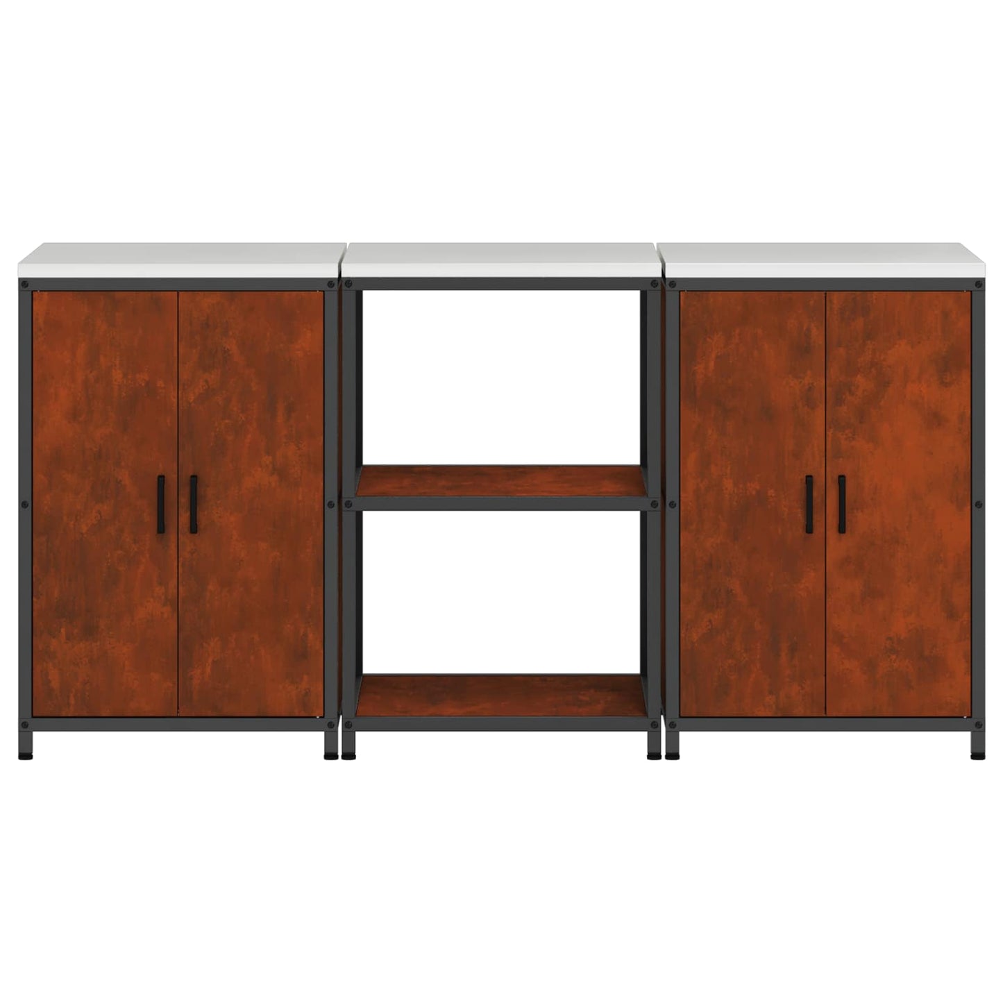 Set di Stoccaggio per Cucina con lo scaffale 3 pcs Ruggine | homemem39