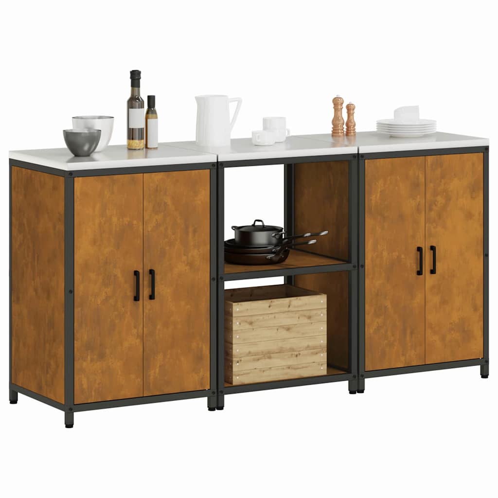 Set di Stoccaggio per Cucina con porta 3 pcs Ruggine Acciaio