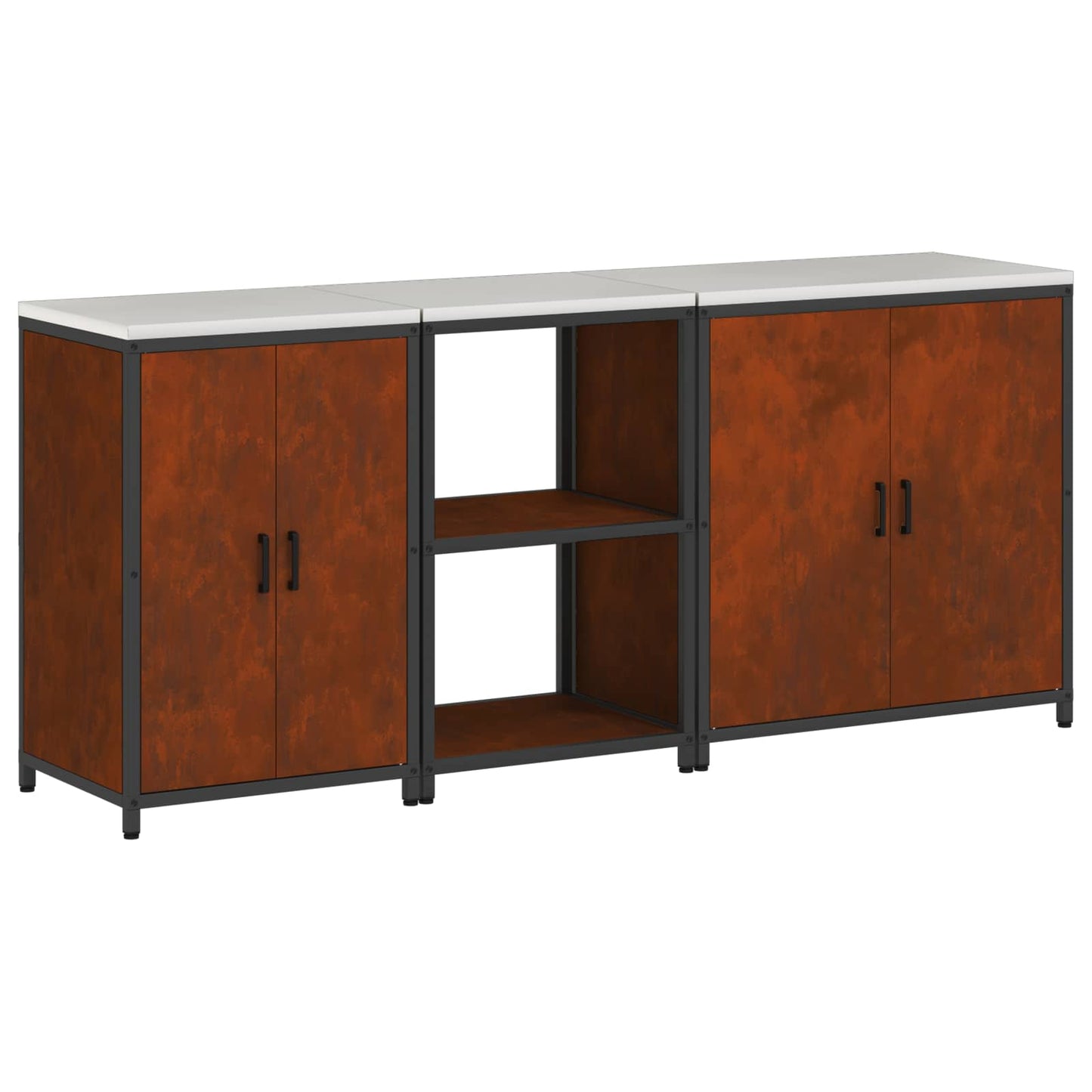 Set di Stoccaggio per Cucina con lo scaffale 3 pcs Ruggine | homemem39