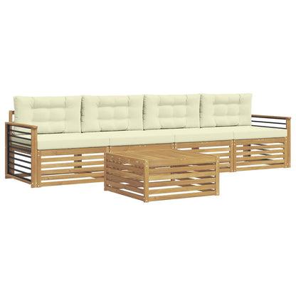 Set di divani da esterno 5 pz Bianco e Crema