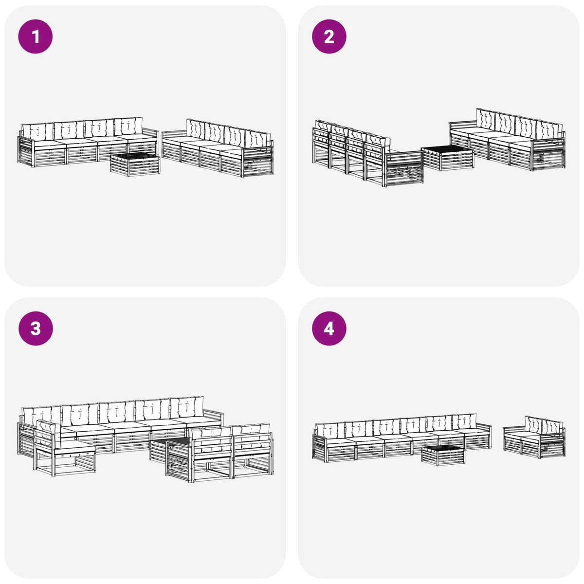 Set di divani da esterno 9 pz 8-Posti Bianco e Antracite | homemem39