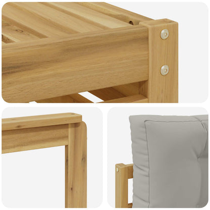 Set di divani da esterno 4 pz Bianco e Grigio Chiaro Poliestere