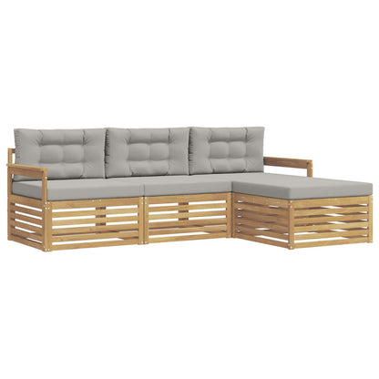 Set di divani da esterno 4 pz Bianco e Grigio Chiaro Poliestere