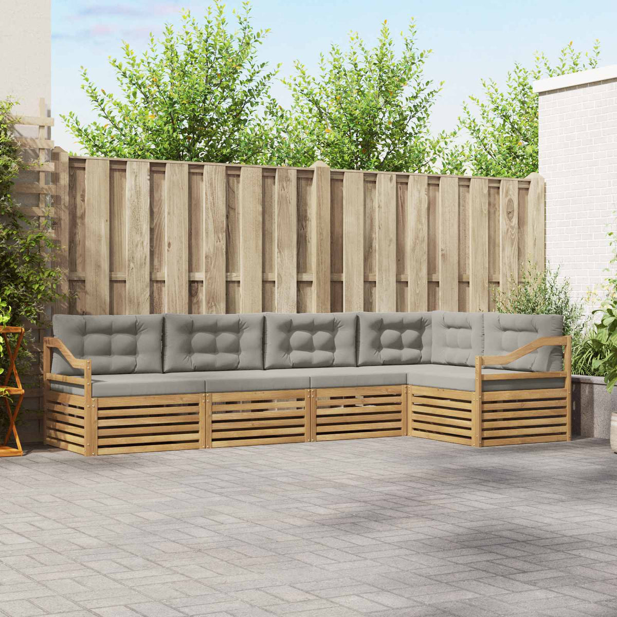 Set di divani da esterno 5 pz 5-Posti Bianco e Grigio Chiaro | homemem39