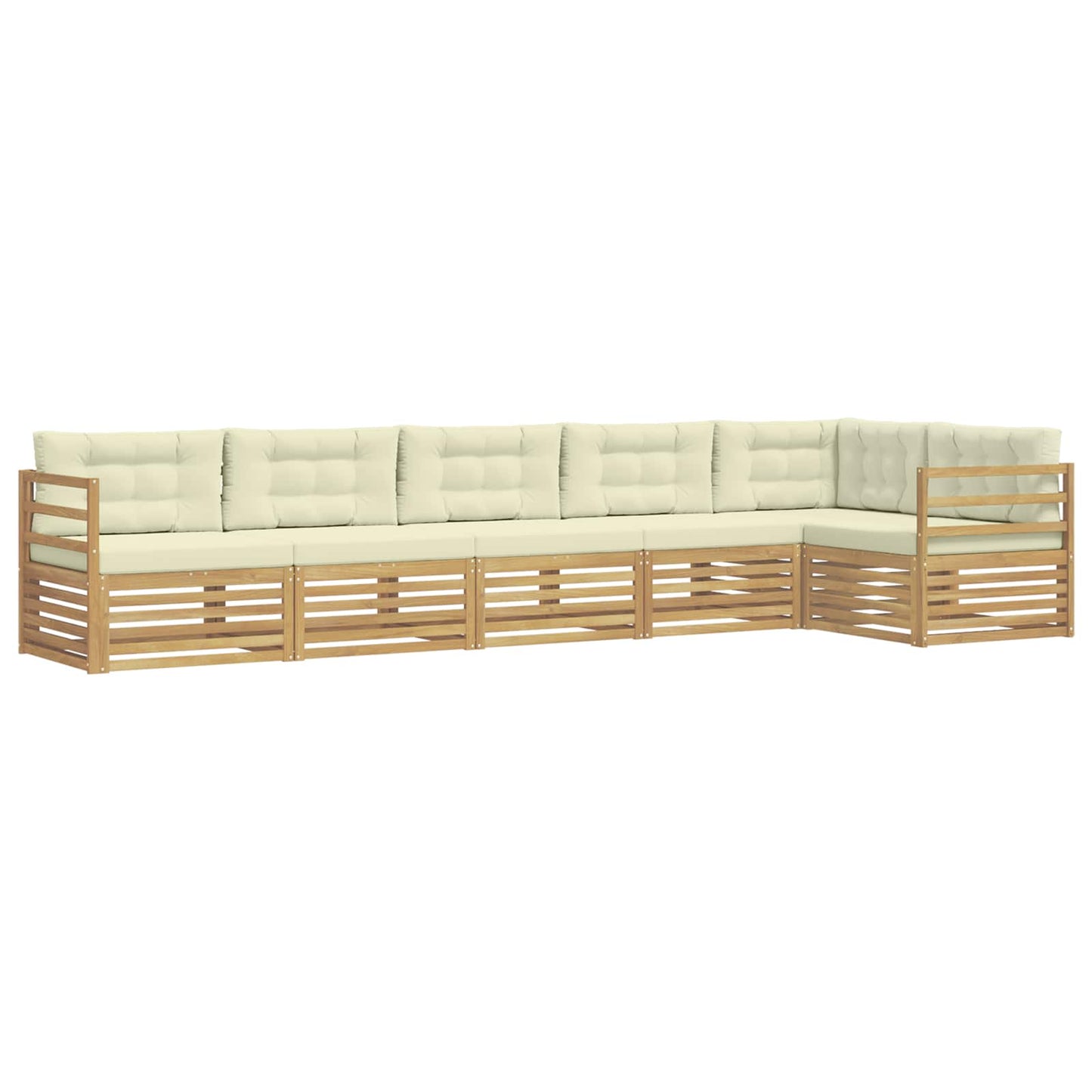 Set di divani da esterno 6 pz Bianco e Crema Poliestere