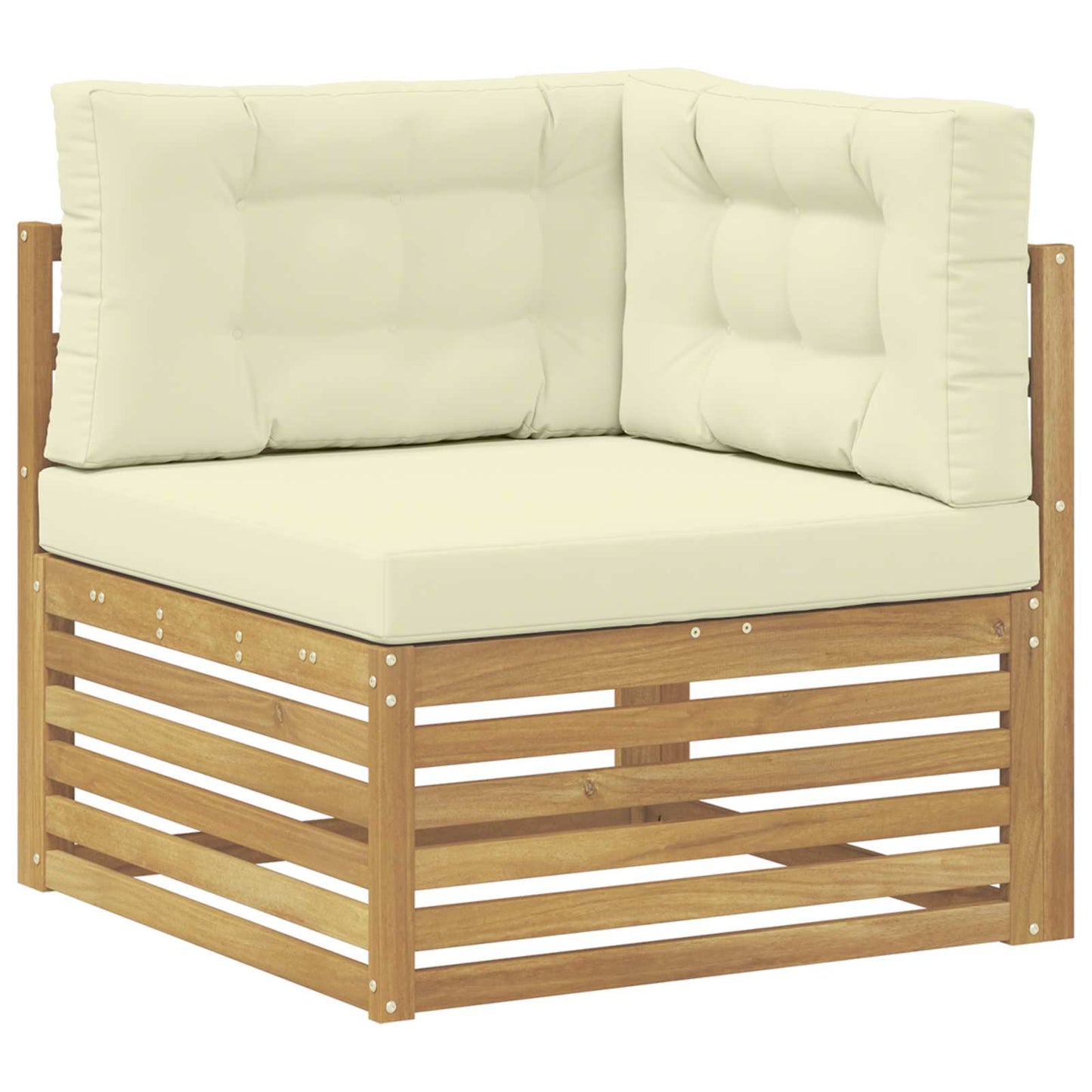 Set di divani da esterno 6 pz Bianco e Crema Poliestere