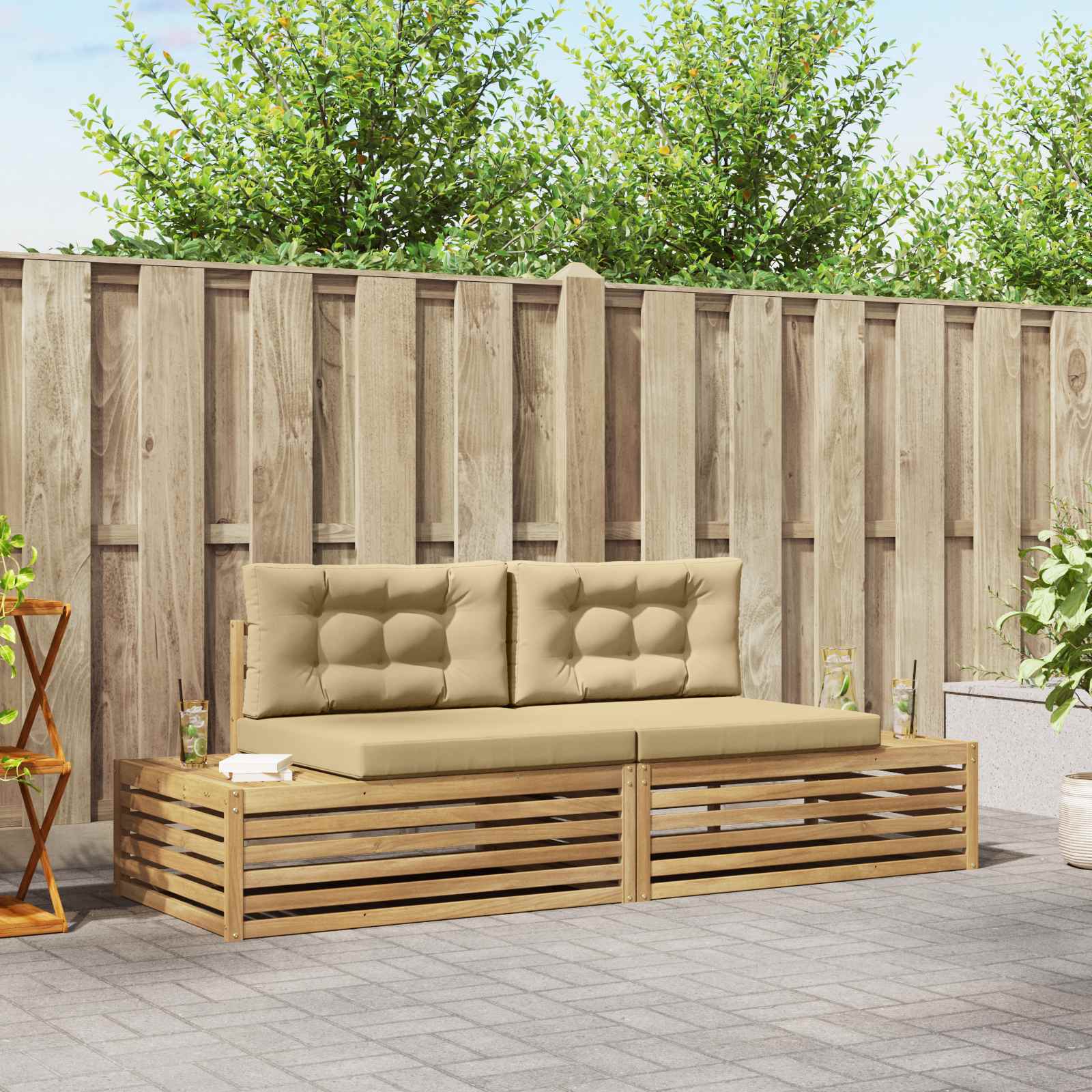 Set di divani da esterno Bianco 230,5 x 83 x 73 cm Poliestere | homemem39