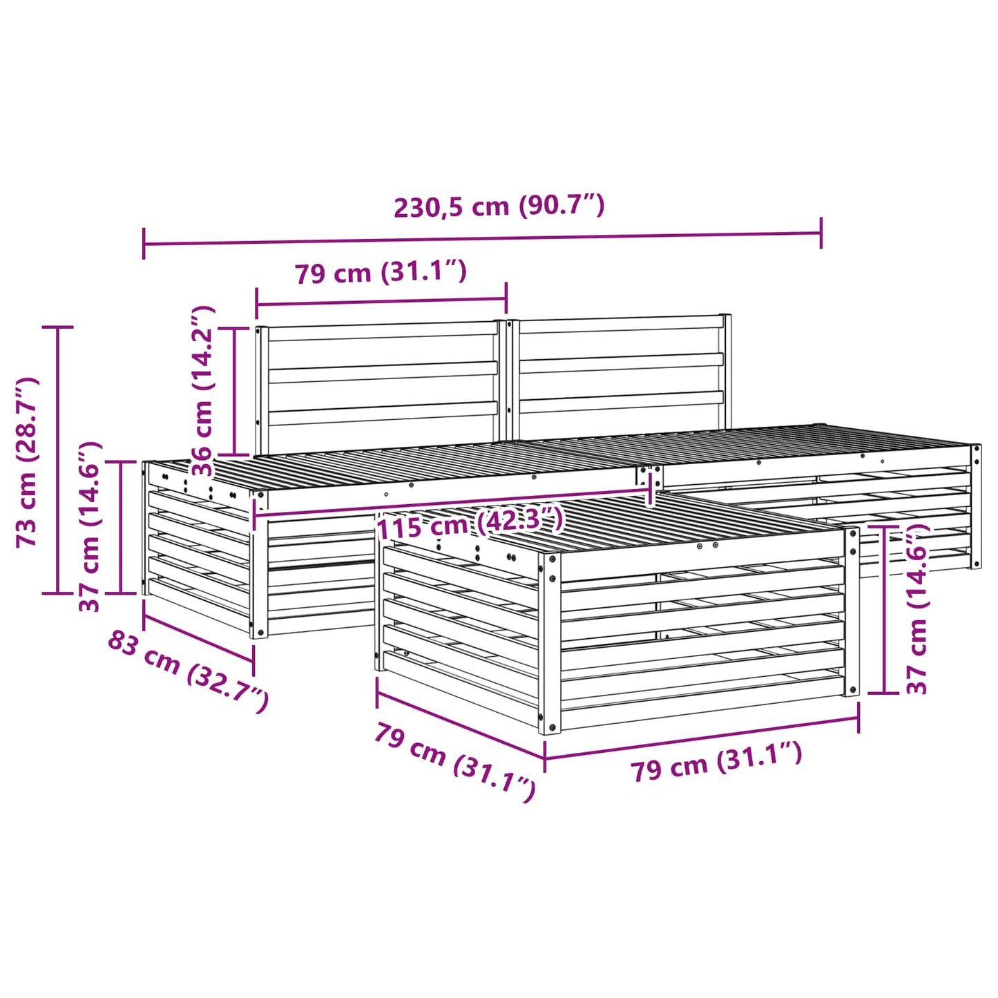 Set di divani da esterno 4 Pezzo | homemem39