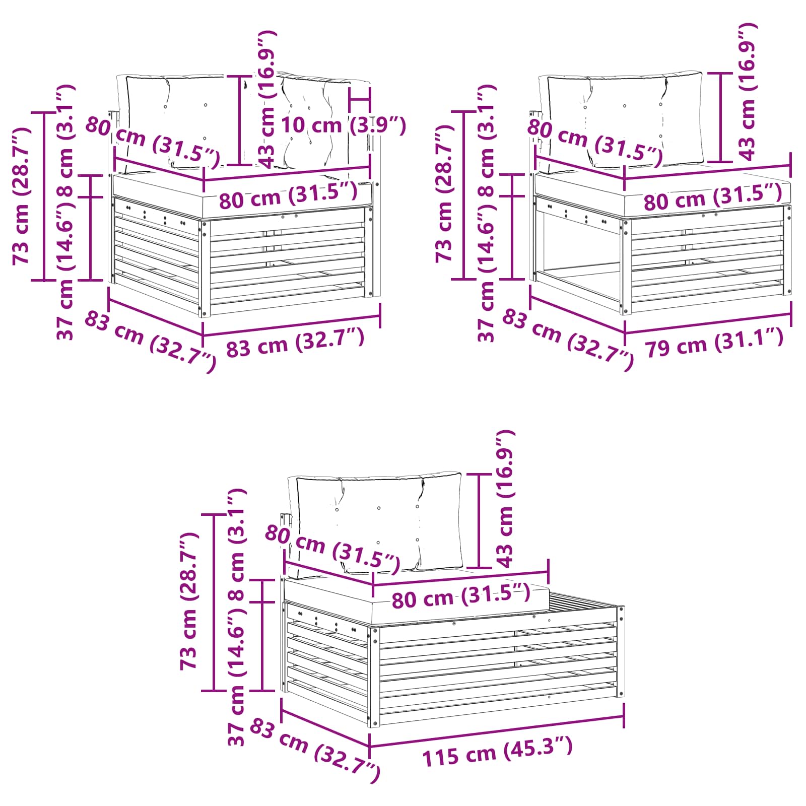 6 Pezzo Set di divani da esterno Poliestere Bianco | homemem39