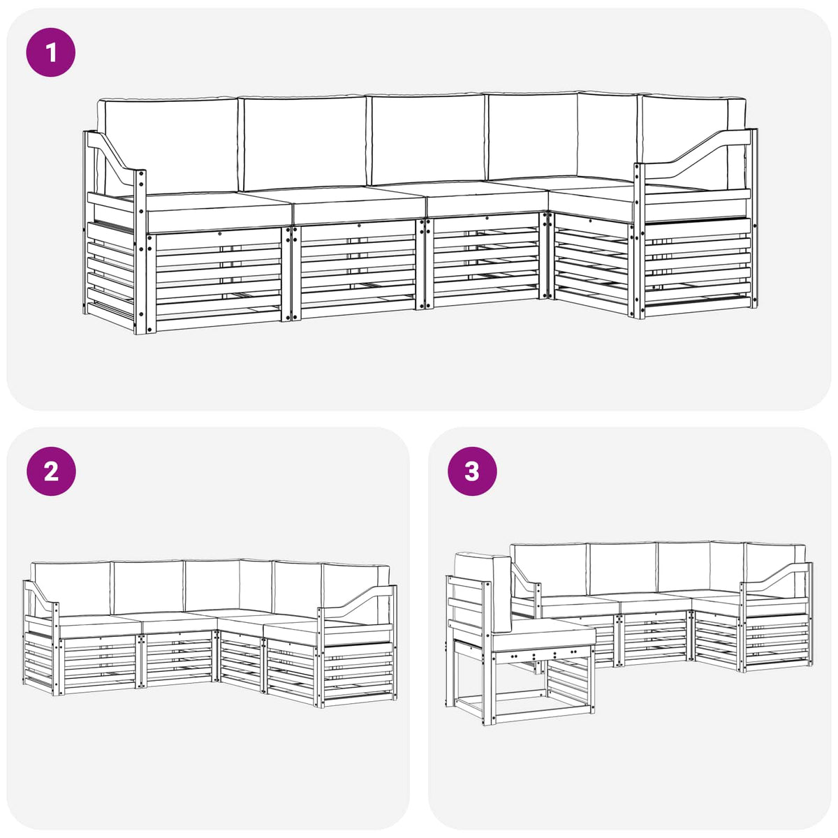 Set di divani da esterno 5 pz 5-Posti Bianco e Grigio Chiaro | homemem39