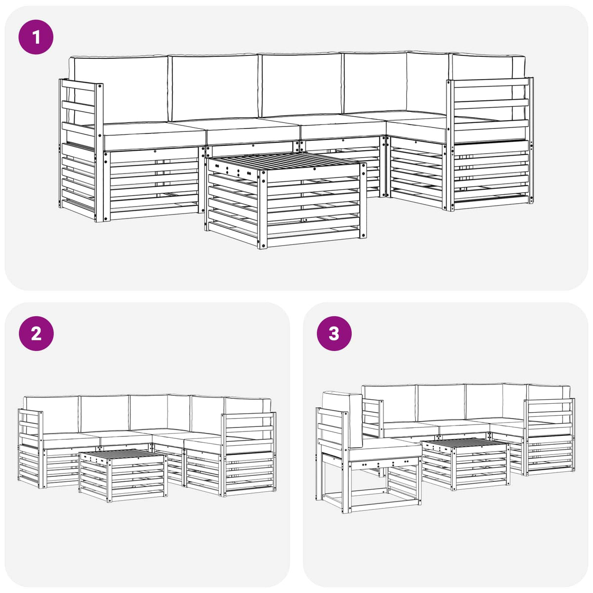 Set di divani da esterno 6 pz 5-Posti Bianco e Antracite | homemem39