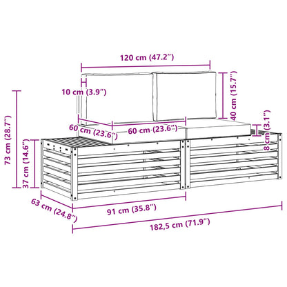 Set divani 3 Pezzo 182,5 x 63 x 73 cm | homemem39