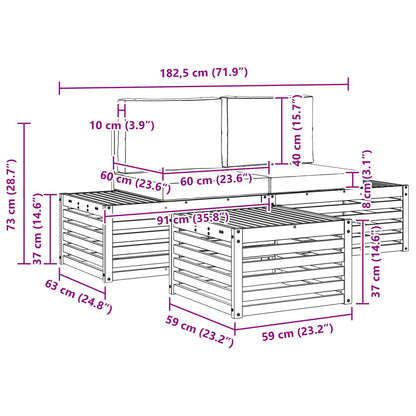 Set di divani da esterno Bianco 59 x 59 x 37 cm Poliestere | homemem39