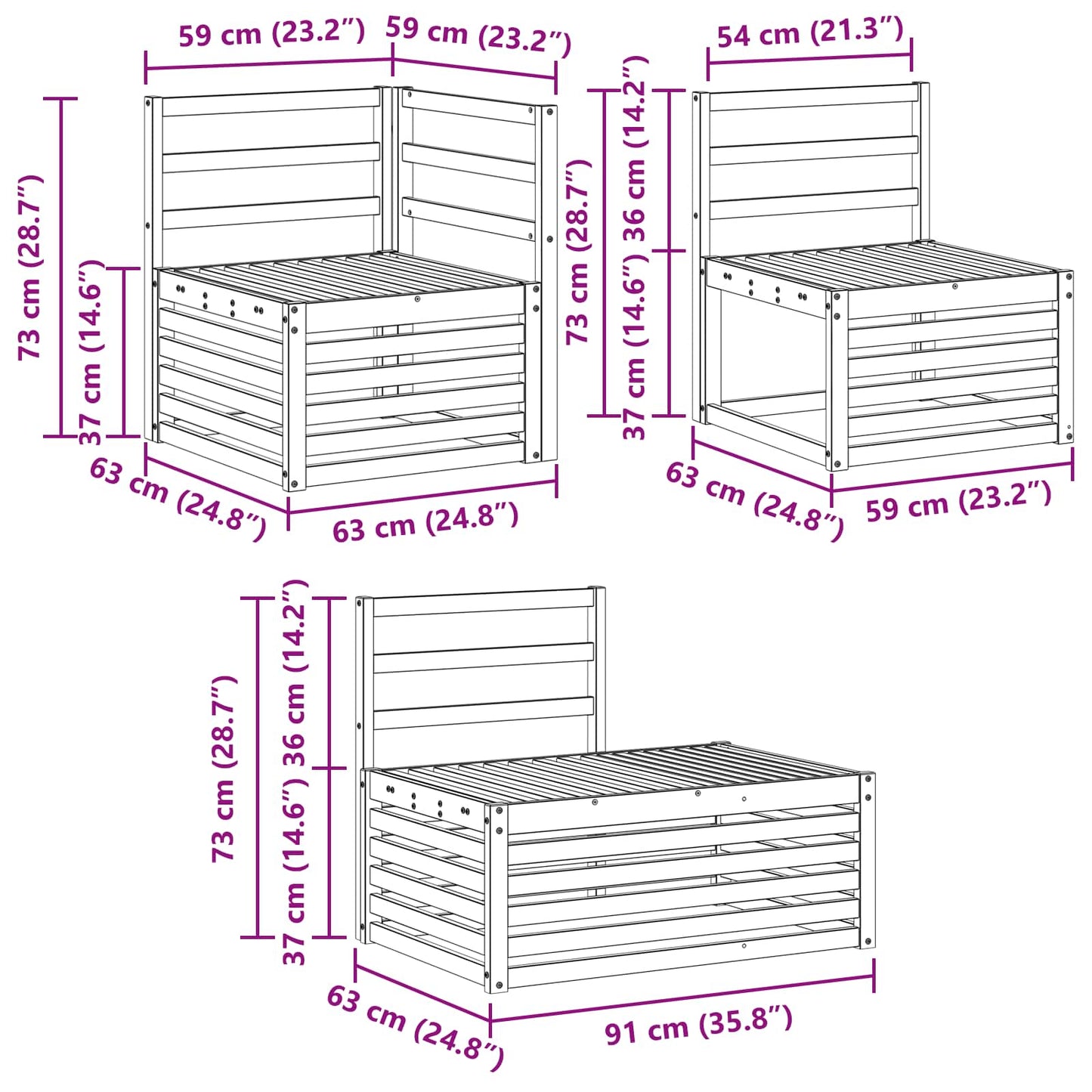 Set di divani da esterno 4 Pezzo Bianco | homemem39