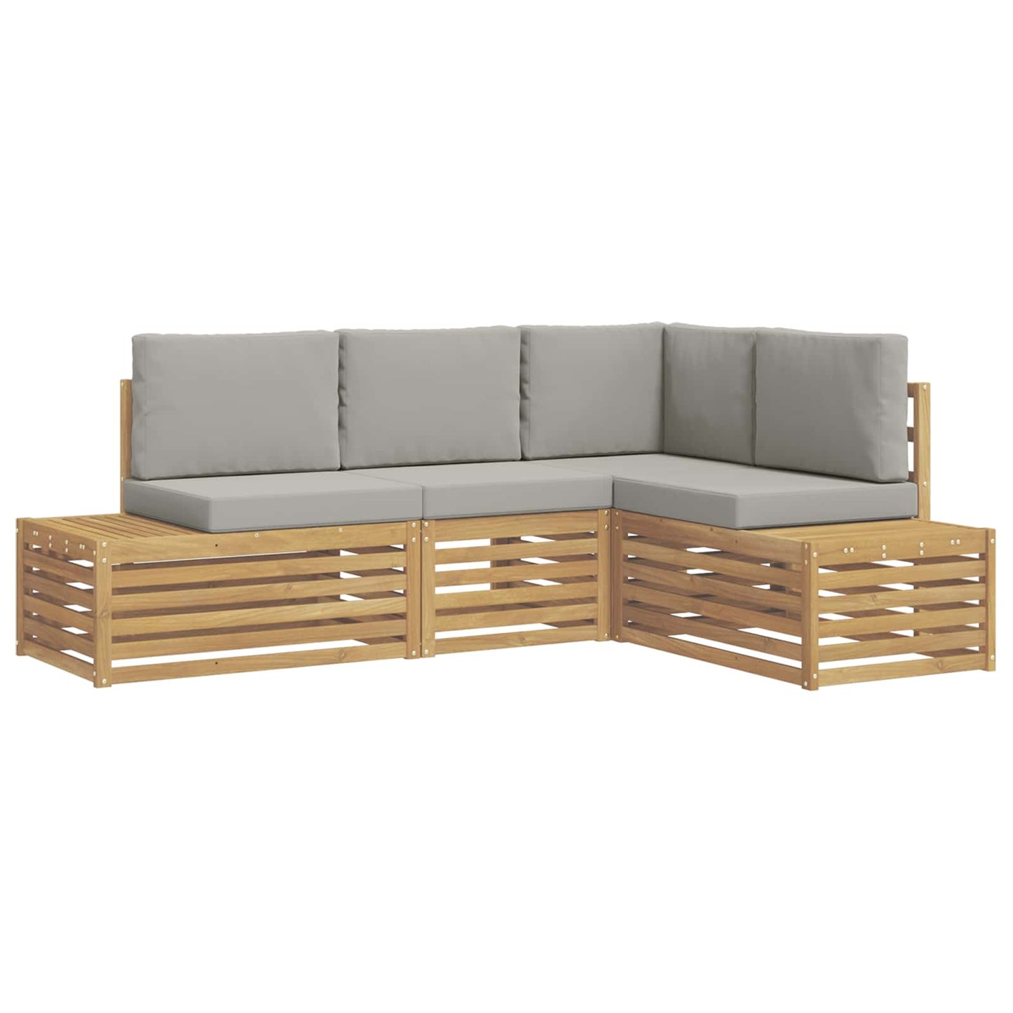Set di divani da esterno 4 Pezzo Bianco e Grigio Chiaro | homemem39
