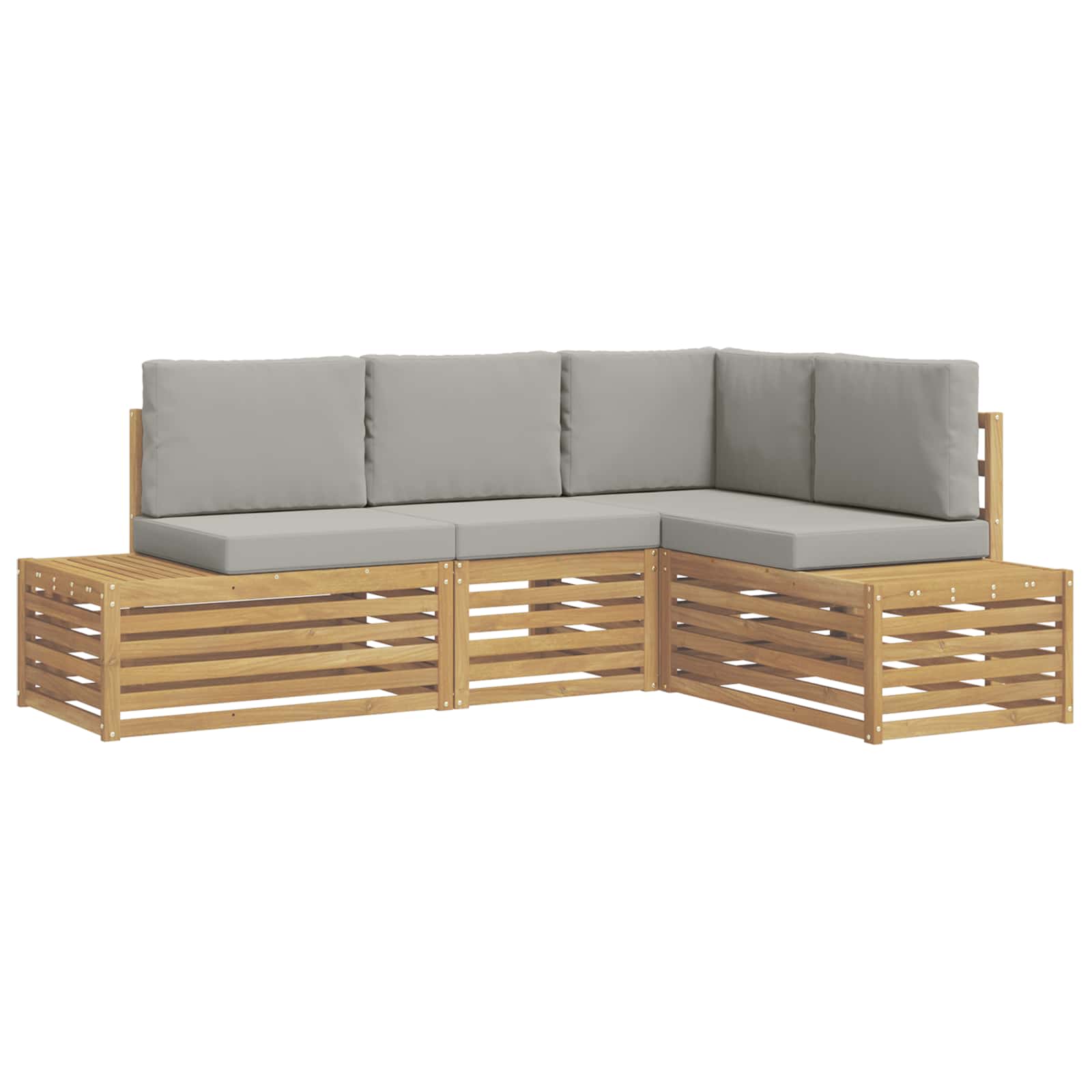 Set di divani da esterno 4 Pezzo Bianco e Grigio Chiaro | homemem39