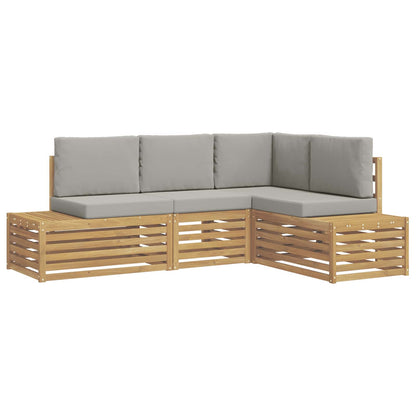 Set di divani da esterno 4 Pezzo Bianco e Grigio Chiaro | homemem39