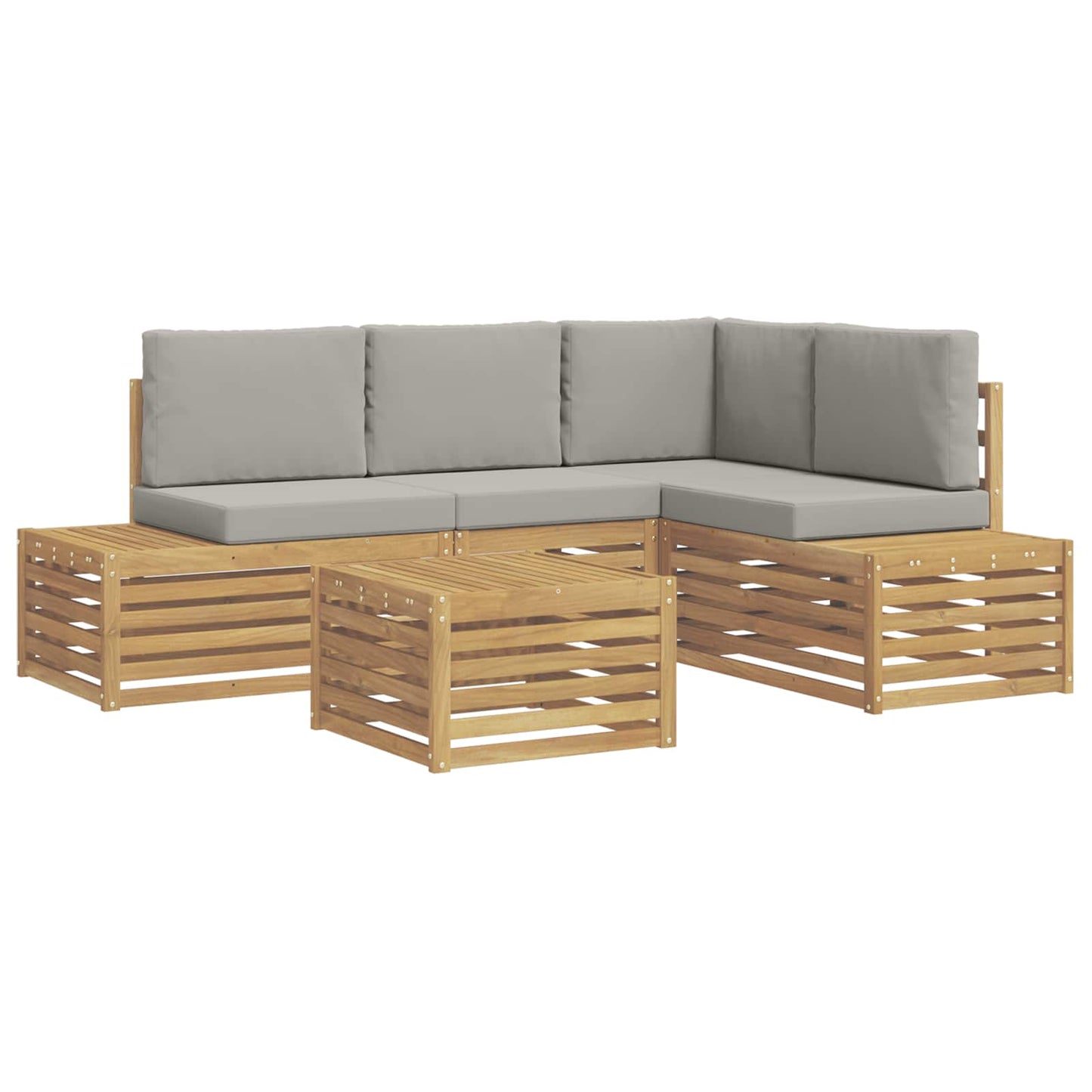 Set di divani da esterno 5 Pezzo Bianco e Grigio Chiaro | homemem39