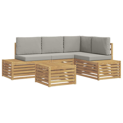 Set di divani da esterno 5 Pezzo Bianco e Grigio Chiaro | homemem39