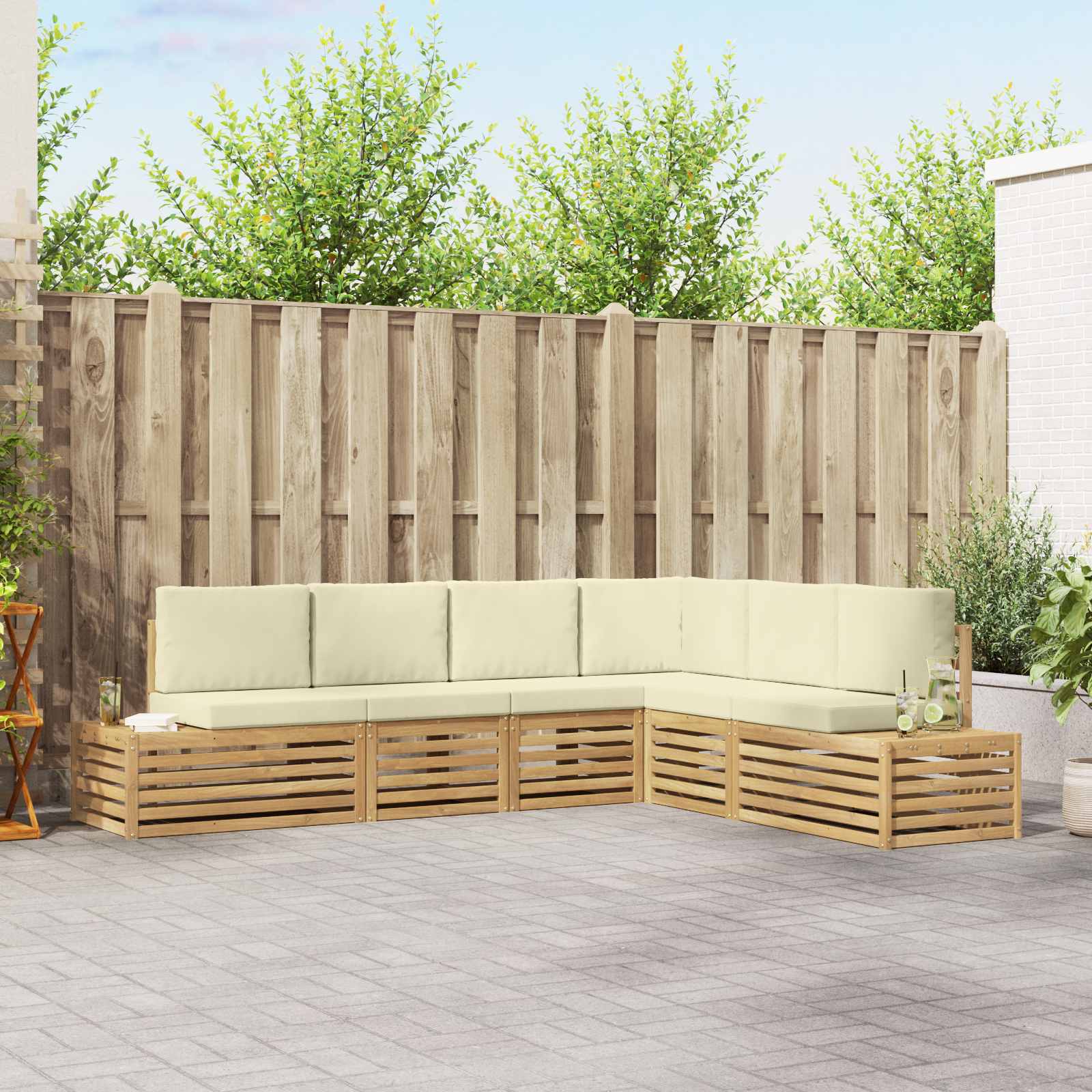 Set di divani da esterno Bianco 273 x 213,5 x 73 cm Poliestere | homemem39