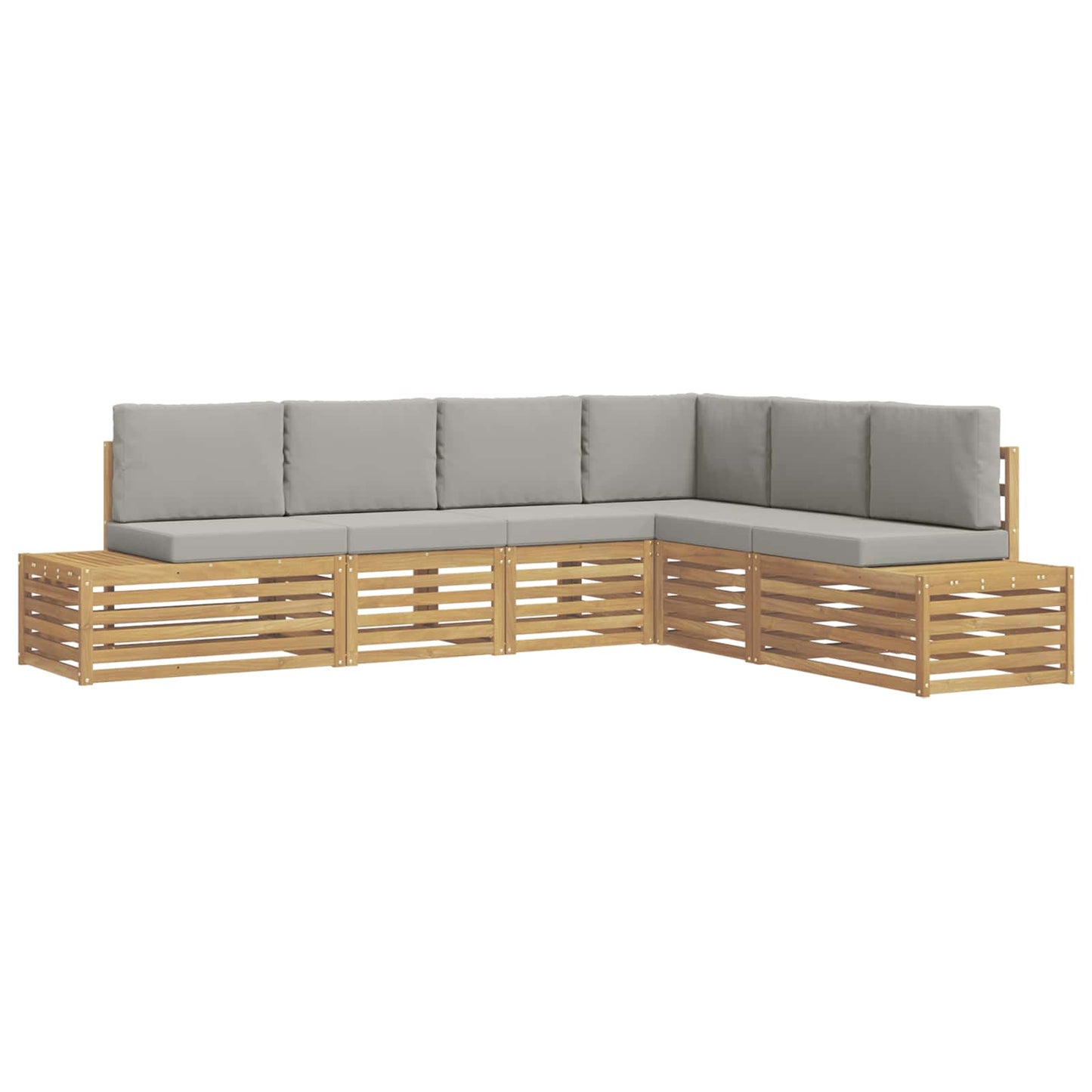 Set di divani da esterno 6 Pezzo Bianco e Grigio Chiaro | homemem39