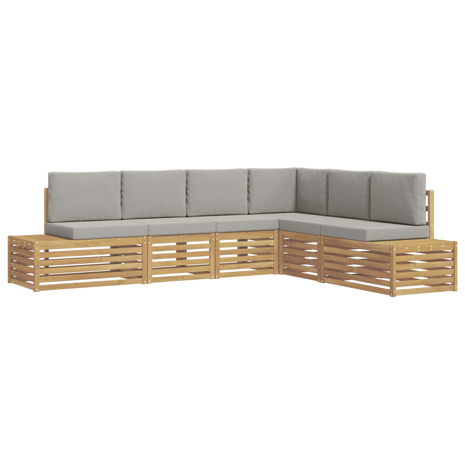 Set di divani da esterno 6 Pezzo Bianco e Grigio Chiaro | homemem39
