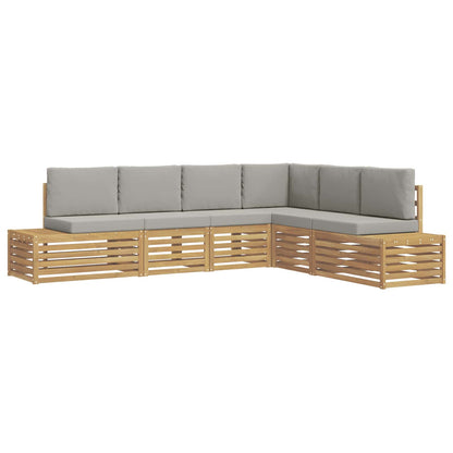 Set di divani da esterno 6 Pezzo Bianco e Grigio Chiaro | homemem39