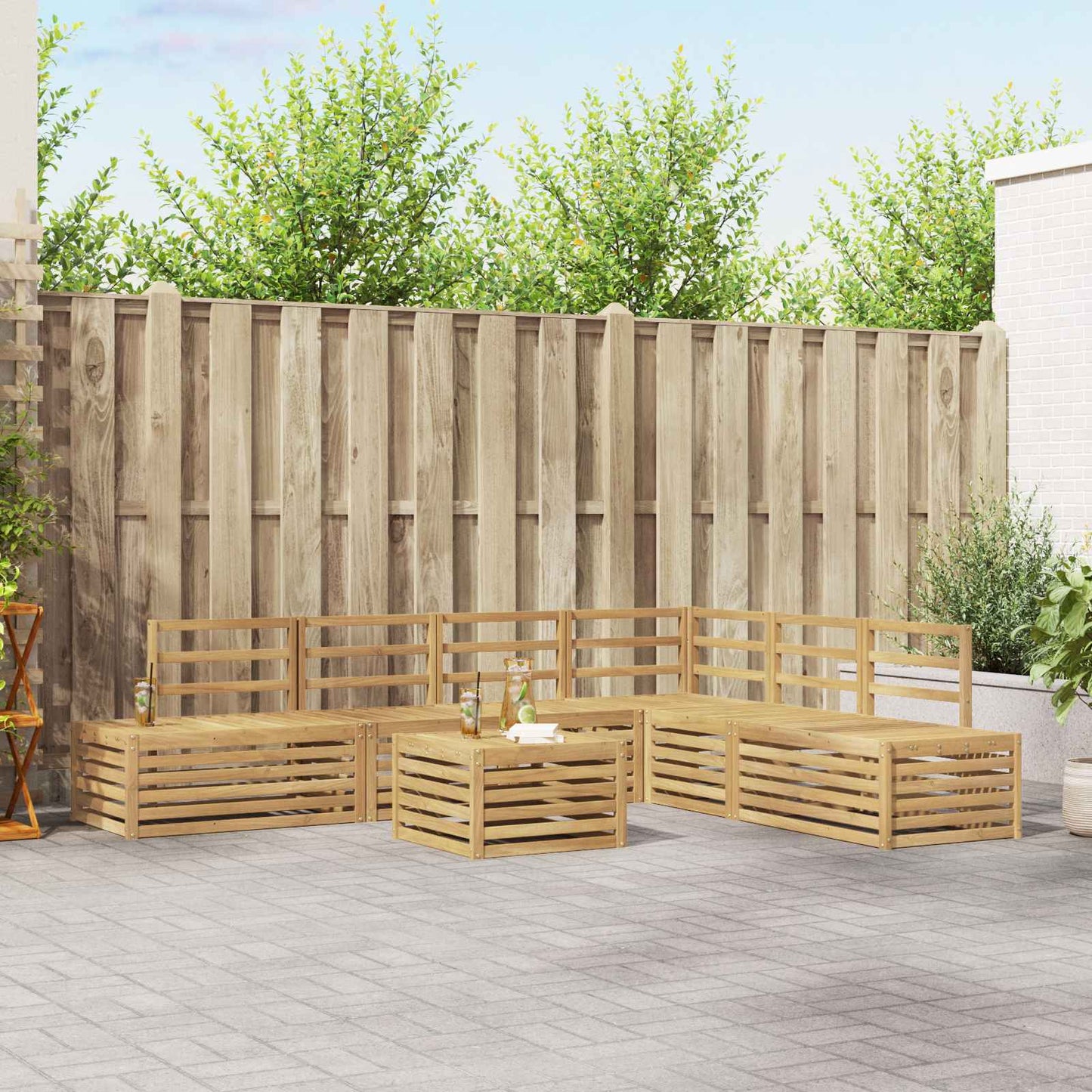 11 pz Set di divani da esterno Legno di Acacia Massello Marrone